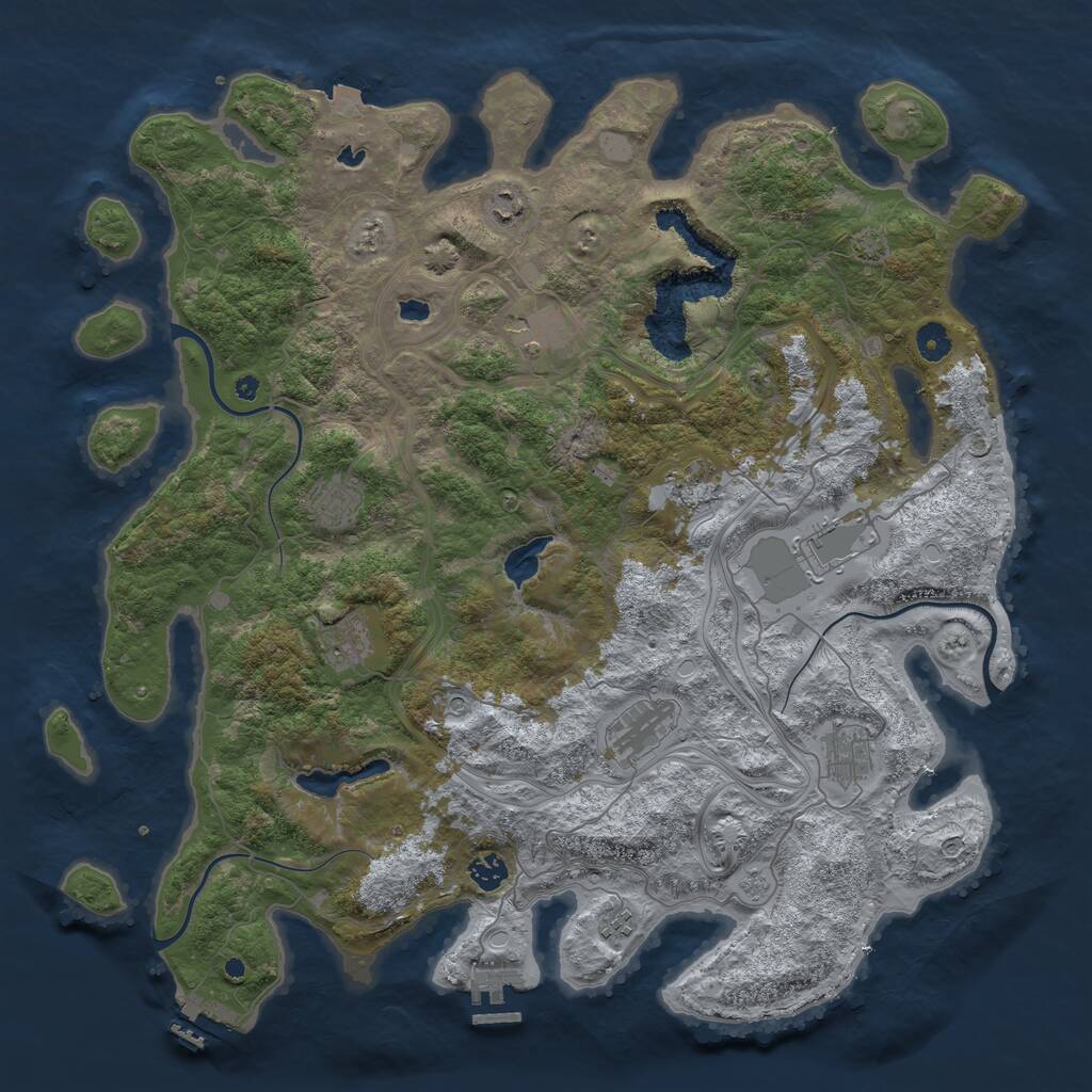 Rust Map: Procedural Map, Size: 4500, Seed: 2038593856, 16 Monuments