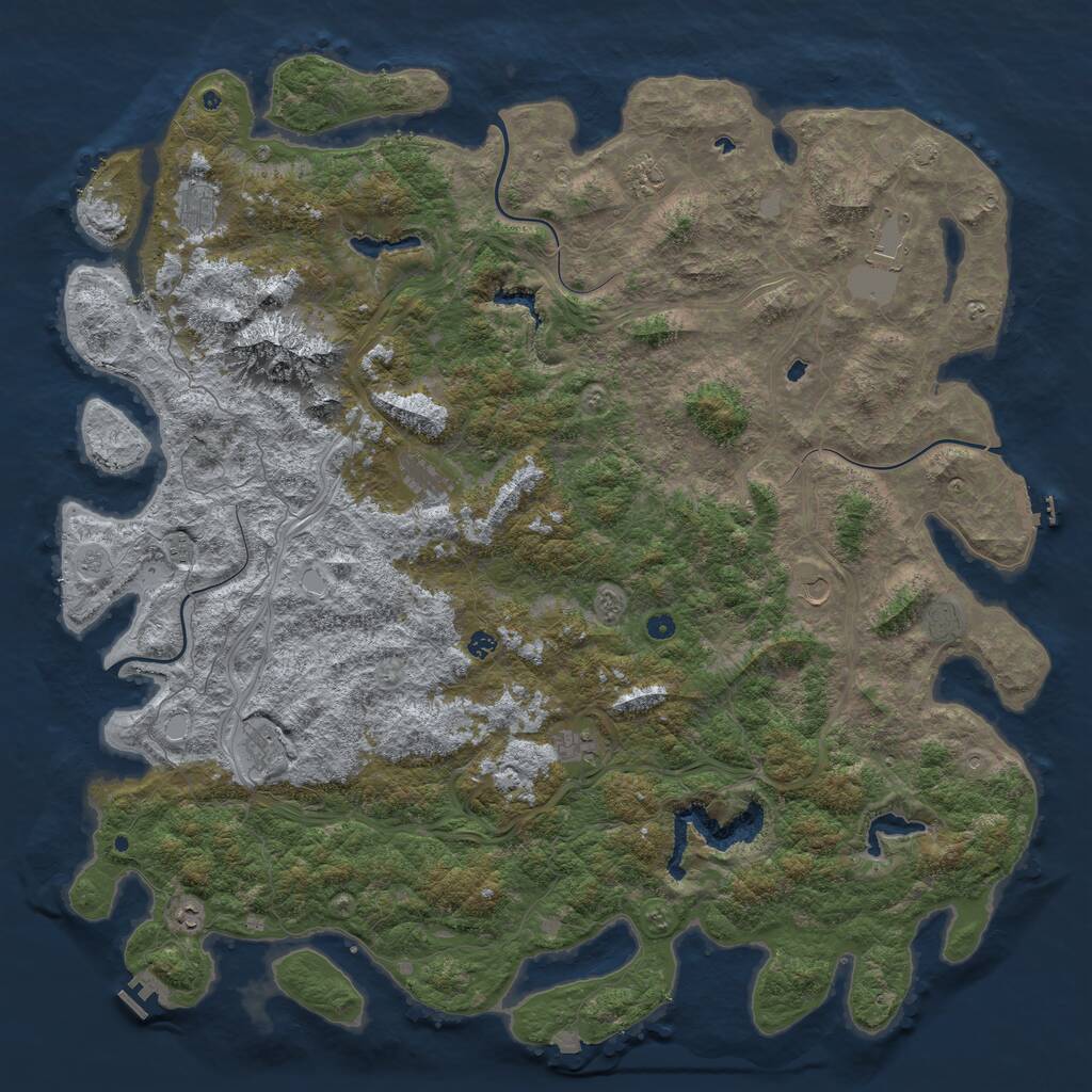 Rust Map: Procedural Map, Size: 6000, Seed: 32496173, 17 Monuments