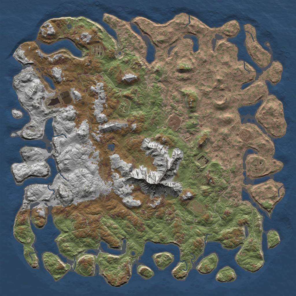 Rust Map: Procedural Map, Size: 6000, Seed: 32496173, 14 Monuments