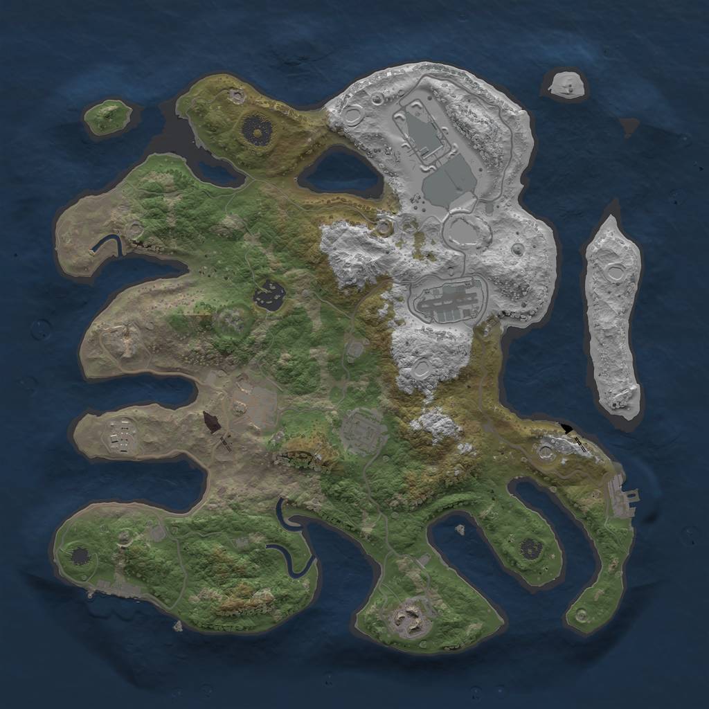 Rust Map: Procedural Map, Size: 3500, Seed: 1523, 18 Monuments