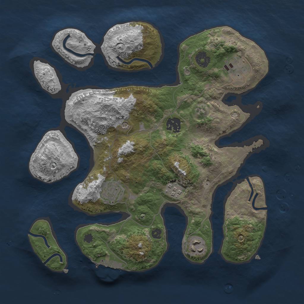 Rust Map: Procedural Map, Size: 3000, Seed: 15689852, 9 Monuments