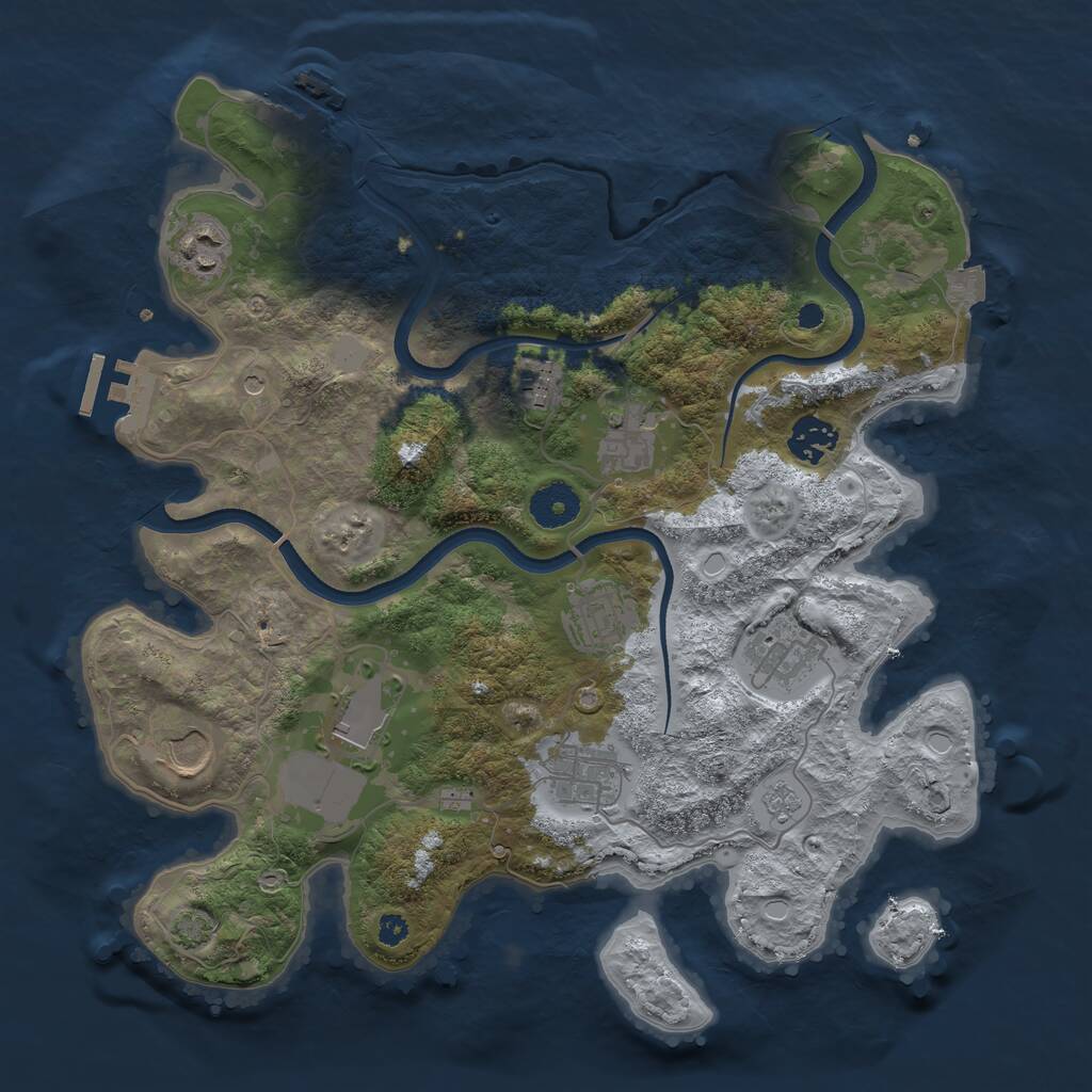 Rust Map: Procedural Map, Size: 3500, Seed: 1363485, 15 Monuments