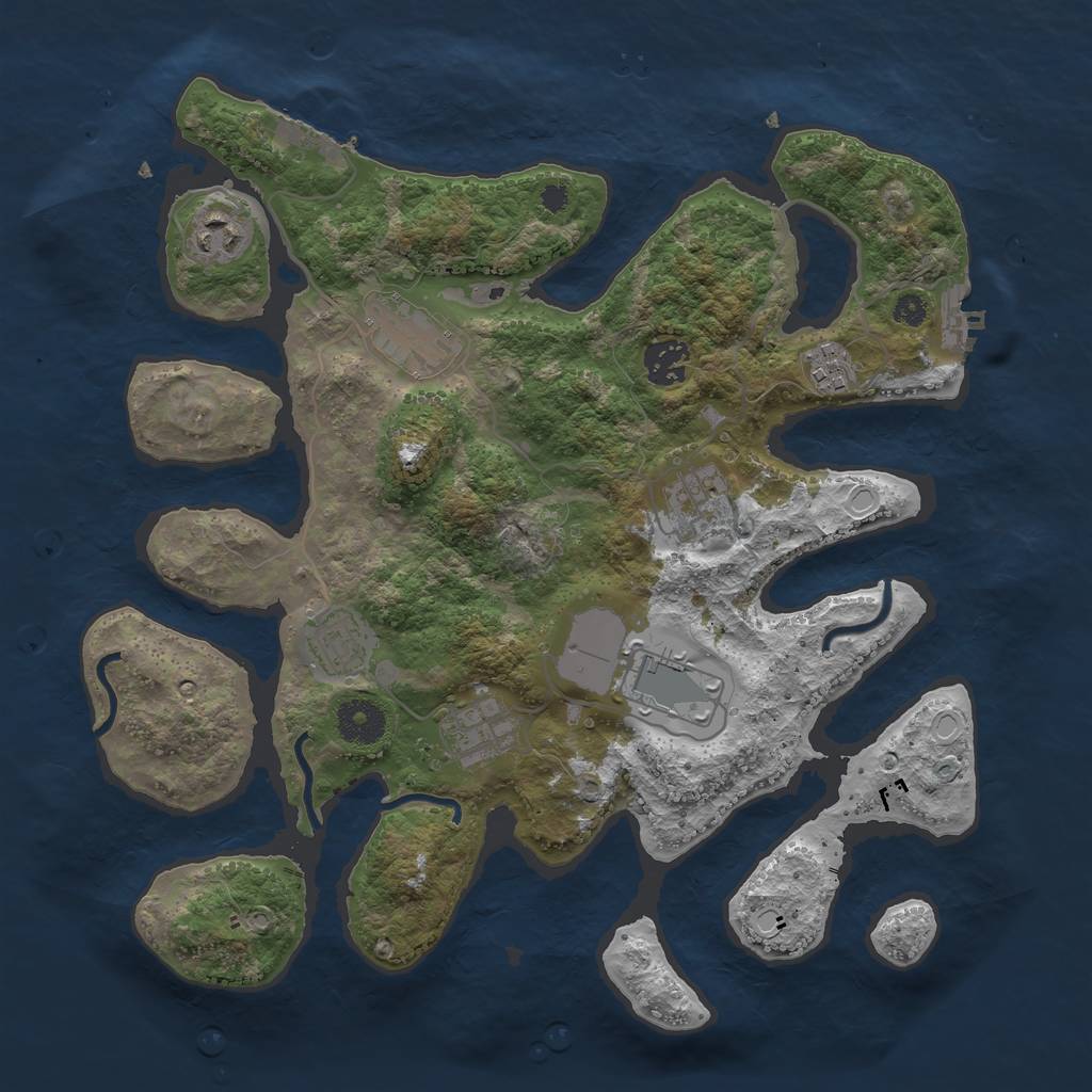 Rust Map: Procedural Map, Size: 3500, Seed: 1363485, 15 Monuments