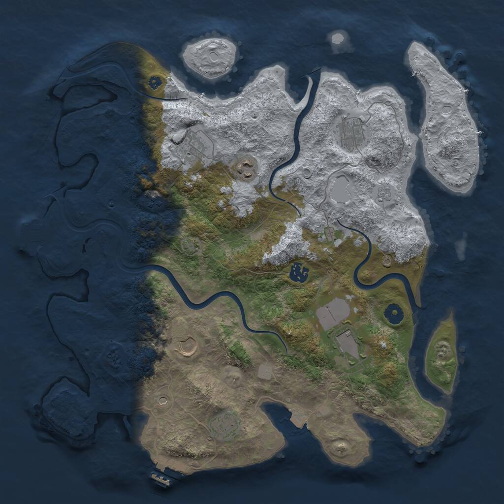 Rust Map: Procedural Map, Size: 3900, Seed: 76545, 14 Monuments