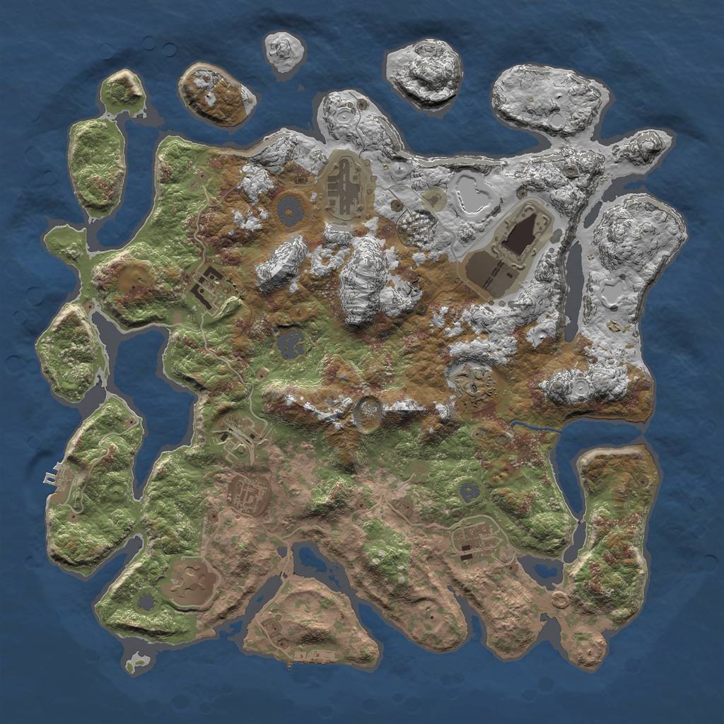 Rust Map: Procedural Map, Size: 3900, Seed: 76545, 15 Monuments