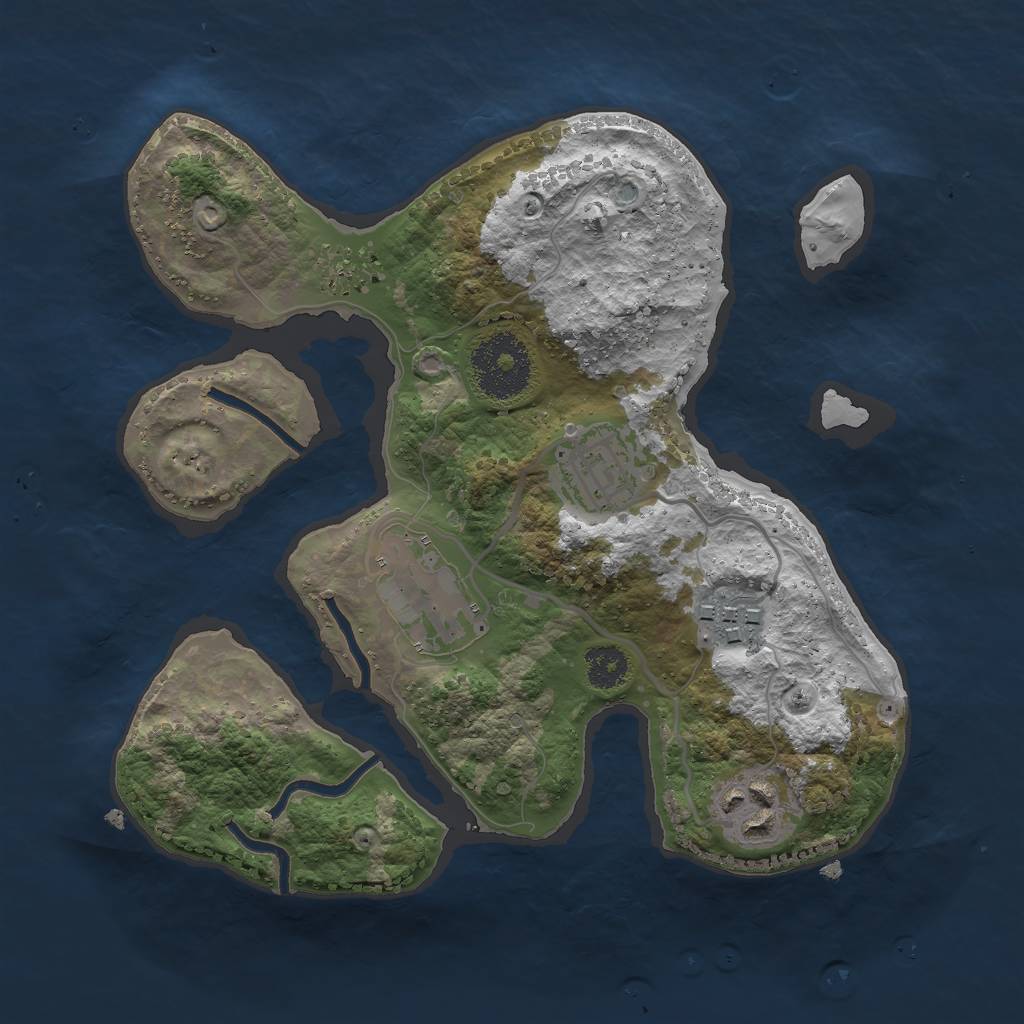 Rust Map: Procedural Map, Size: 2500, Seed: 678, 6 Monuments