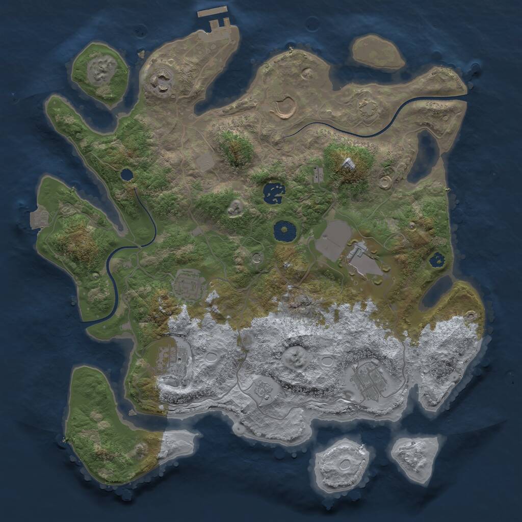 Rust Map: Procedural Map, Size: 3500, Seed: 365401102, 12 Monuments