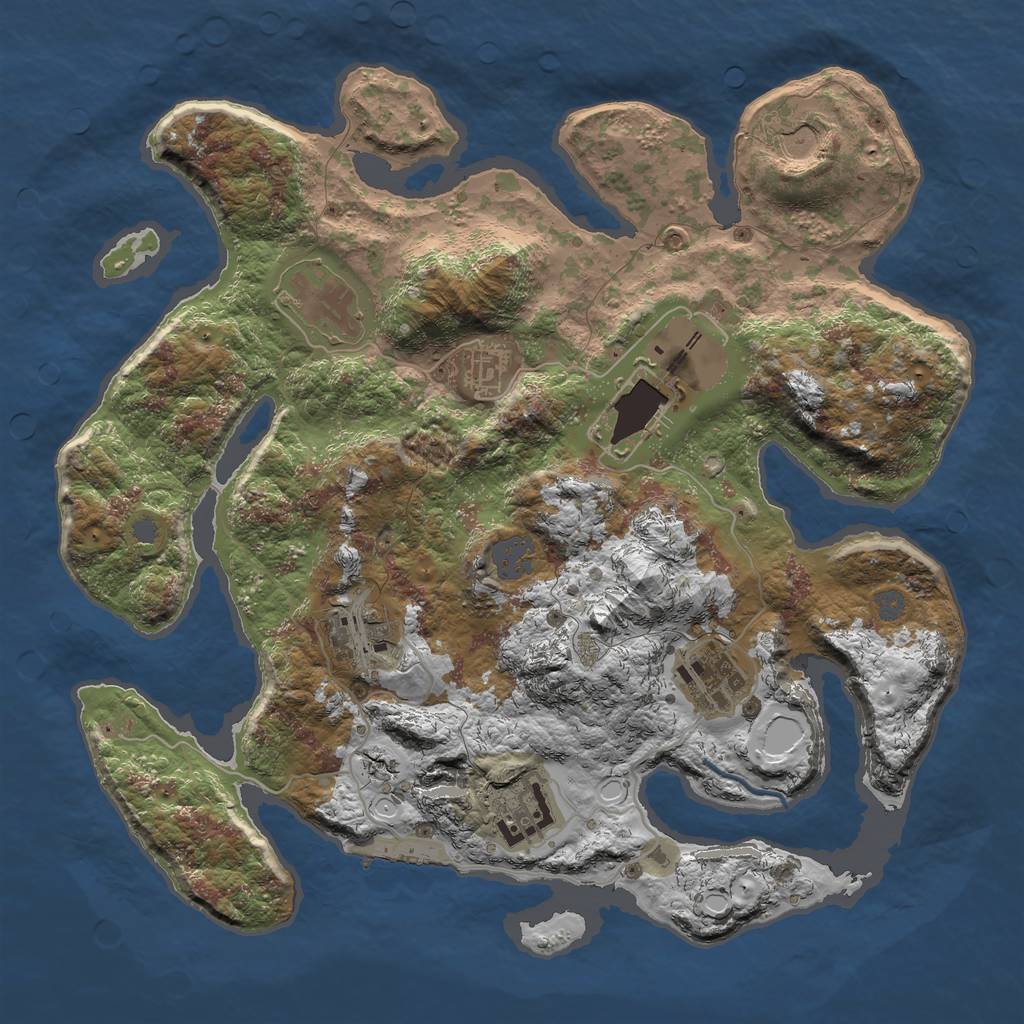 Rust Map: Procedural Map, Size: 3500, Seed: 365401102, 13 Monuments