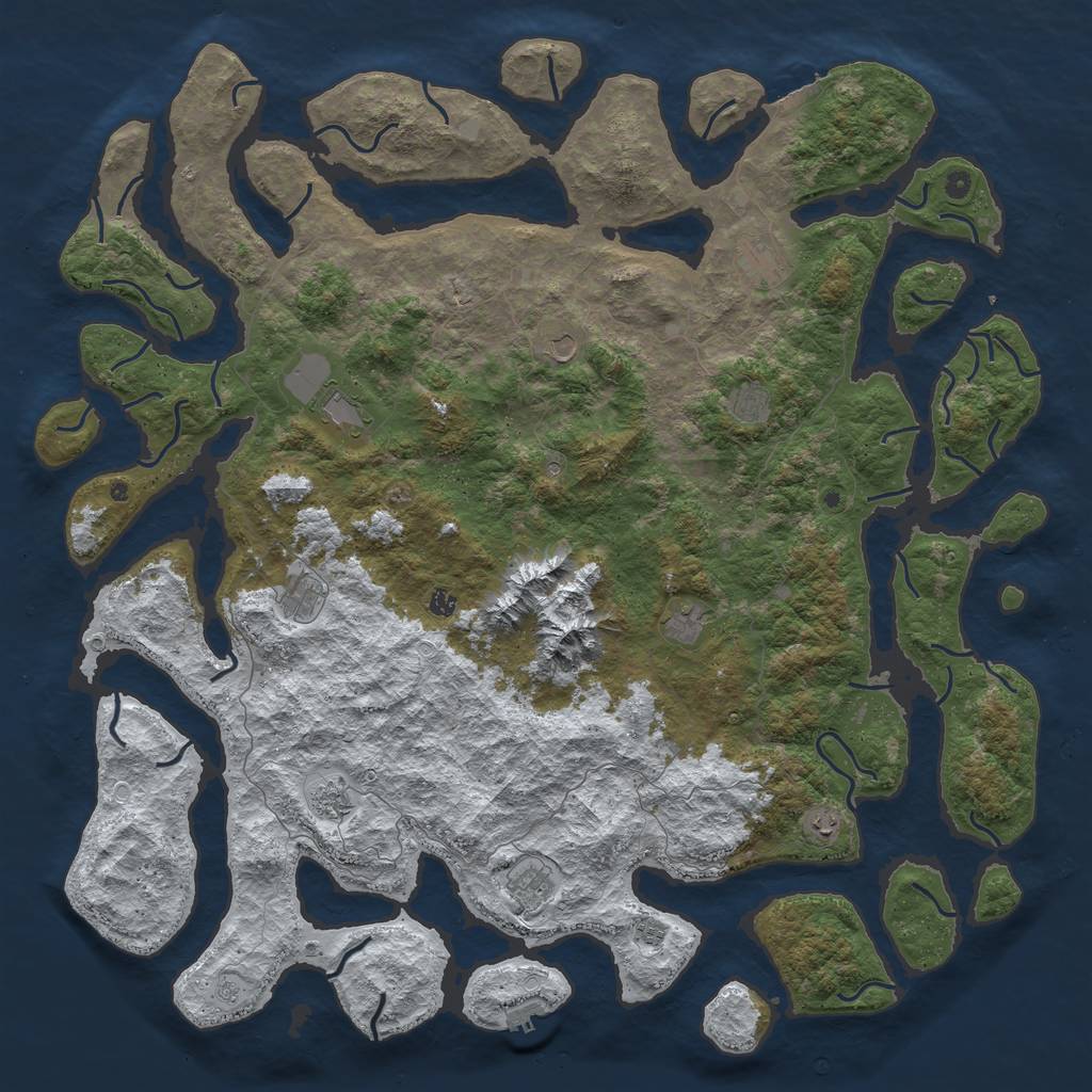 Rust Map: Procedural Map, Size: 6000, Seed: 1555669, 20 Monuments