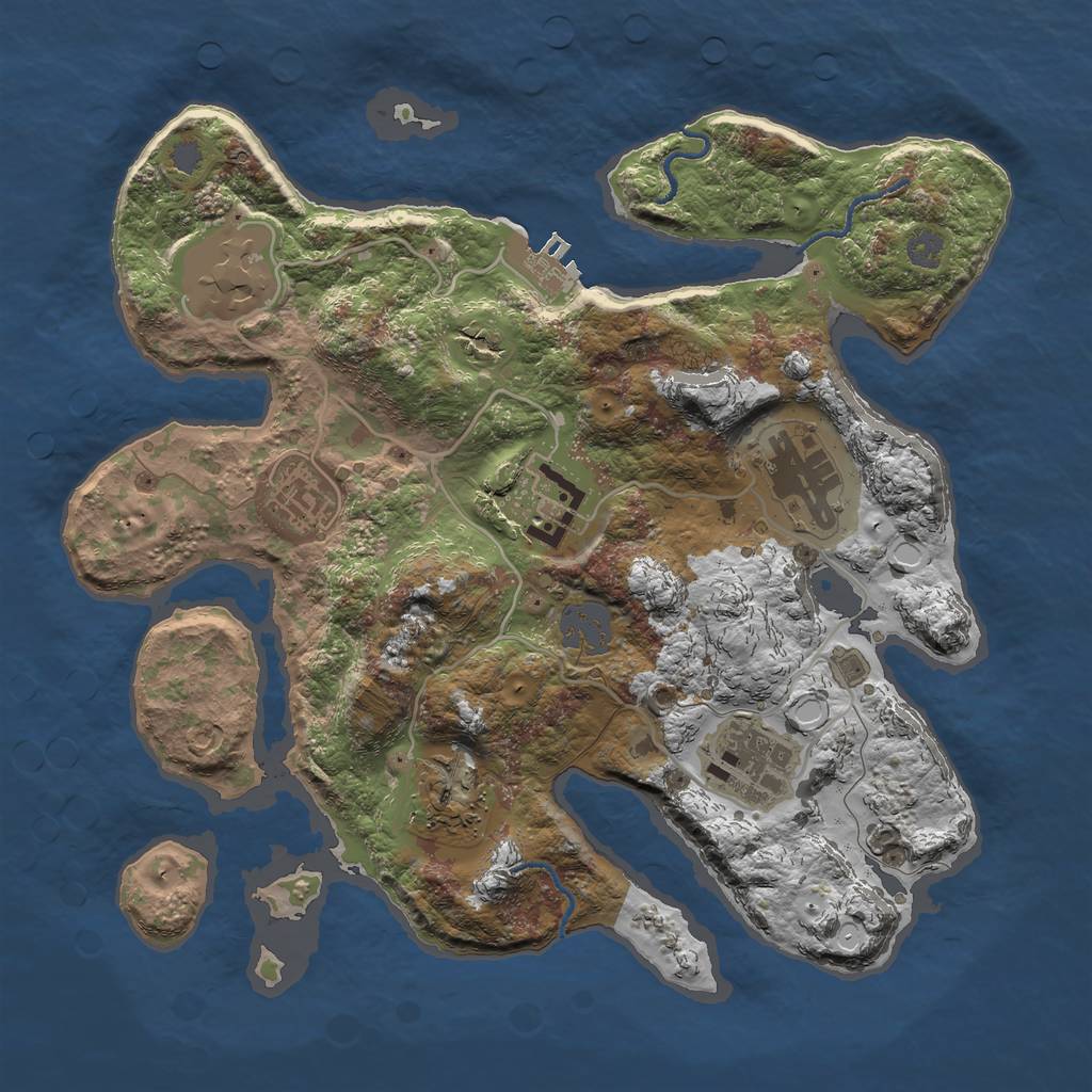 Rust Map: Procedural Map, Size: 3000, Seed: 1675492497, 12 Monuments