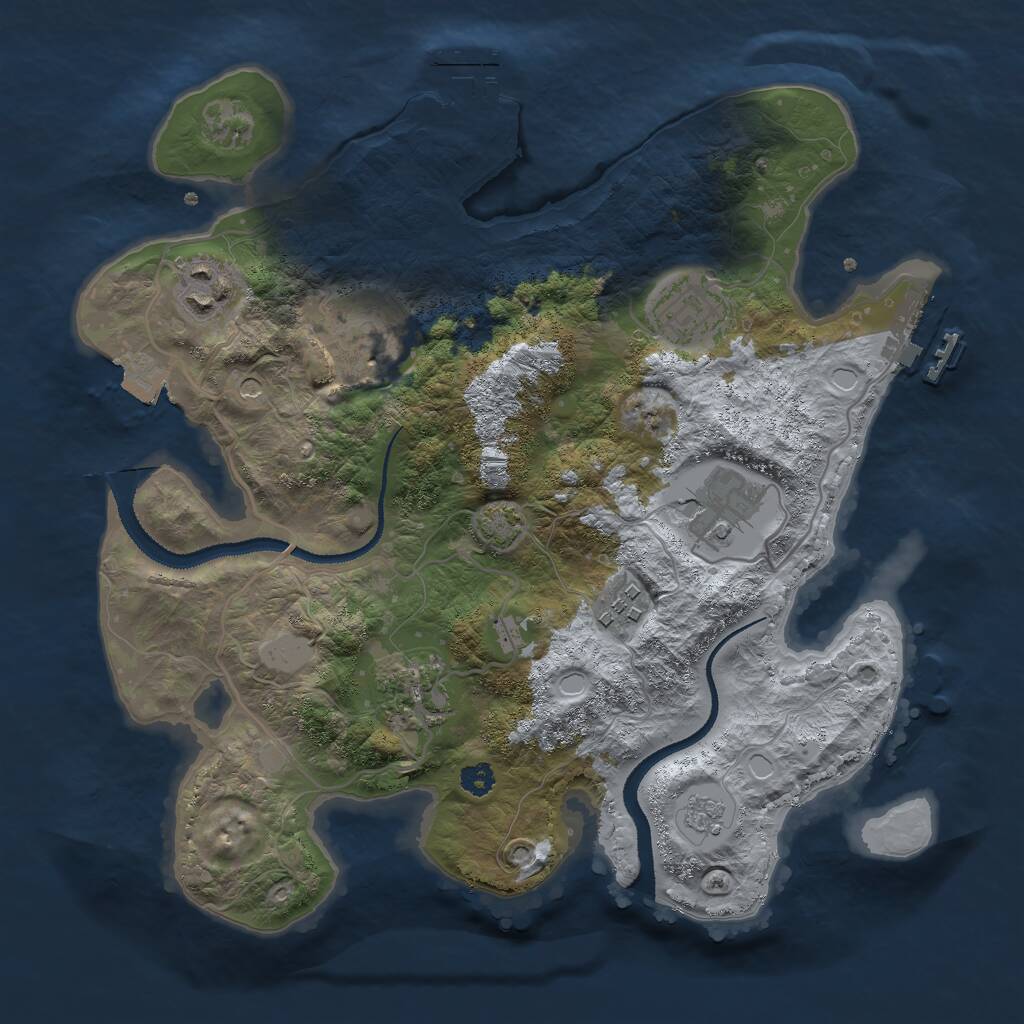 Rust Map: Procedural Map, Size: 3000, Seed: 1675492497, 12 Monuments