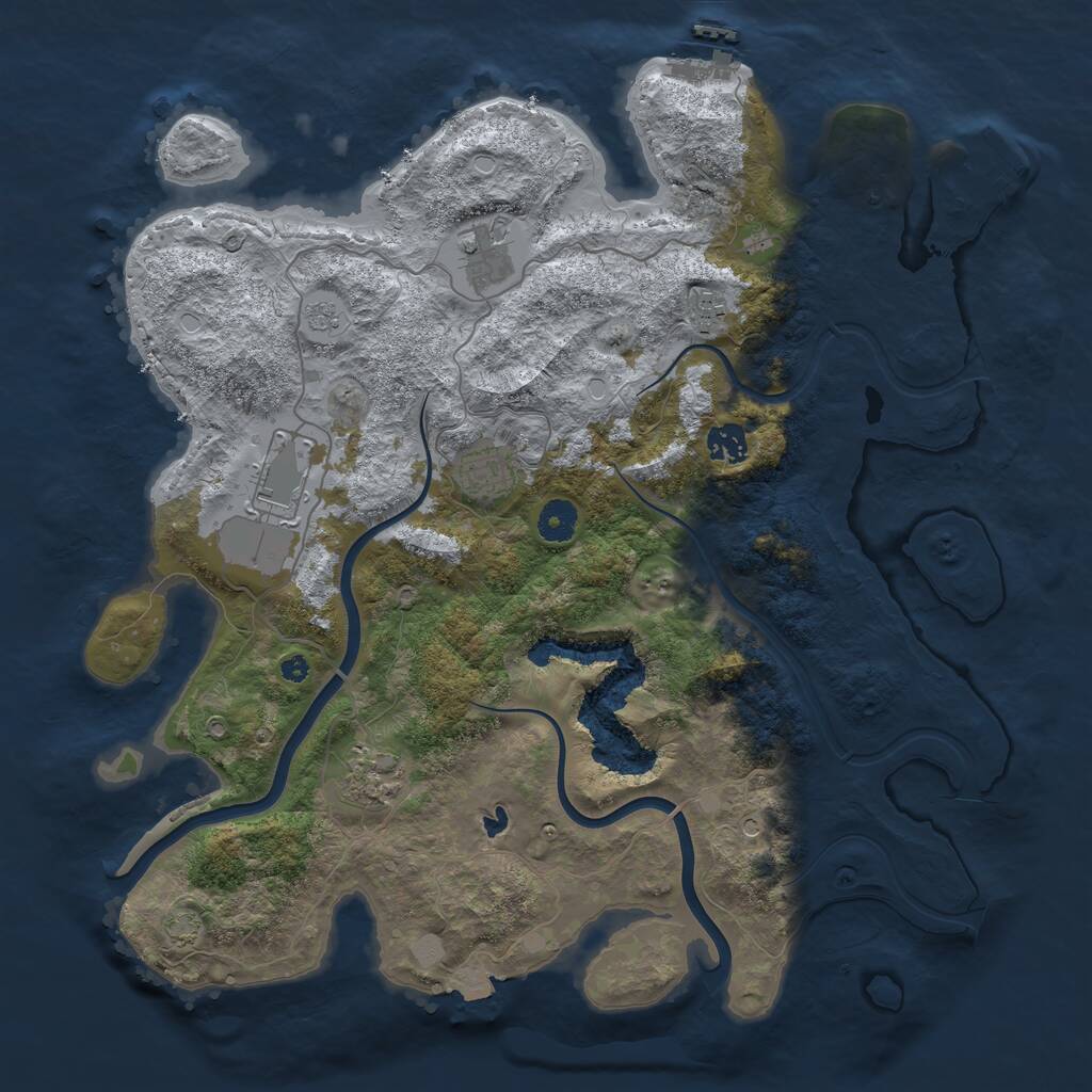 Rust Map: Procedural Map, Size: 4000, Seed: 47085, 12 Monuments