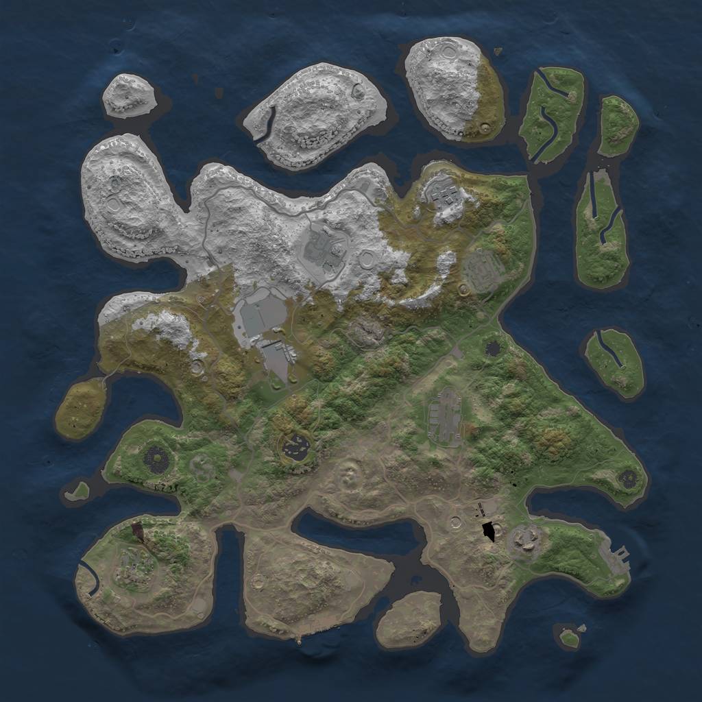 Rust Map: Procedural Map, Size: 4000, Seed: 47085, 16 Monuments
