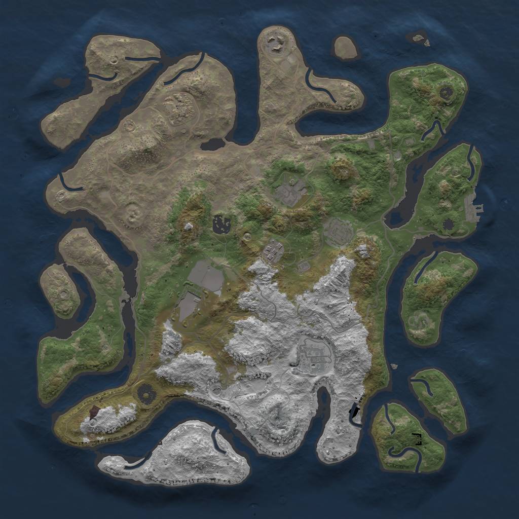 Rust Map: Procedural Map, Size: 4000, Seed: 520140, 12 Monuments