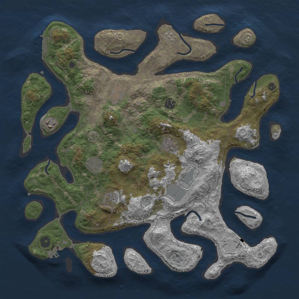 Rust Map: Procedural Map, Size: 4250, Seed: 647210137, 16 Monuments