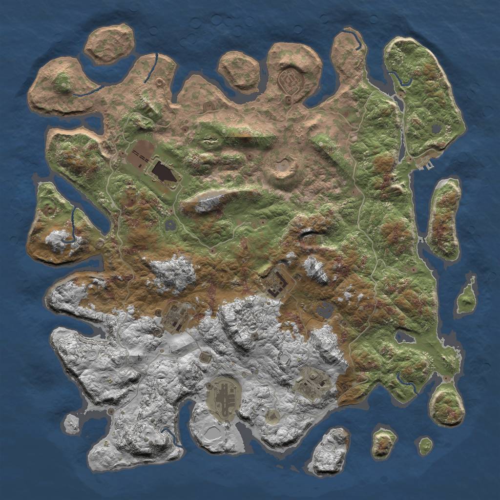 Rust Map: Procedural Map, Size: 4500, Seed: 1491325864, 13 Monuments