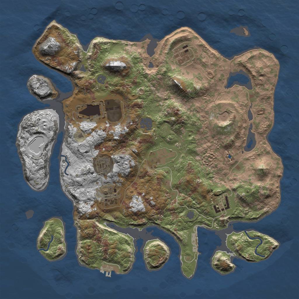 Rust Map: Procedural Map, Size: 3500, Seed: 211951, 14 Monuments
