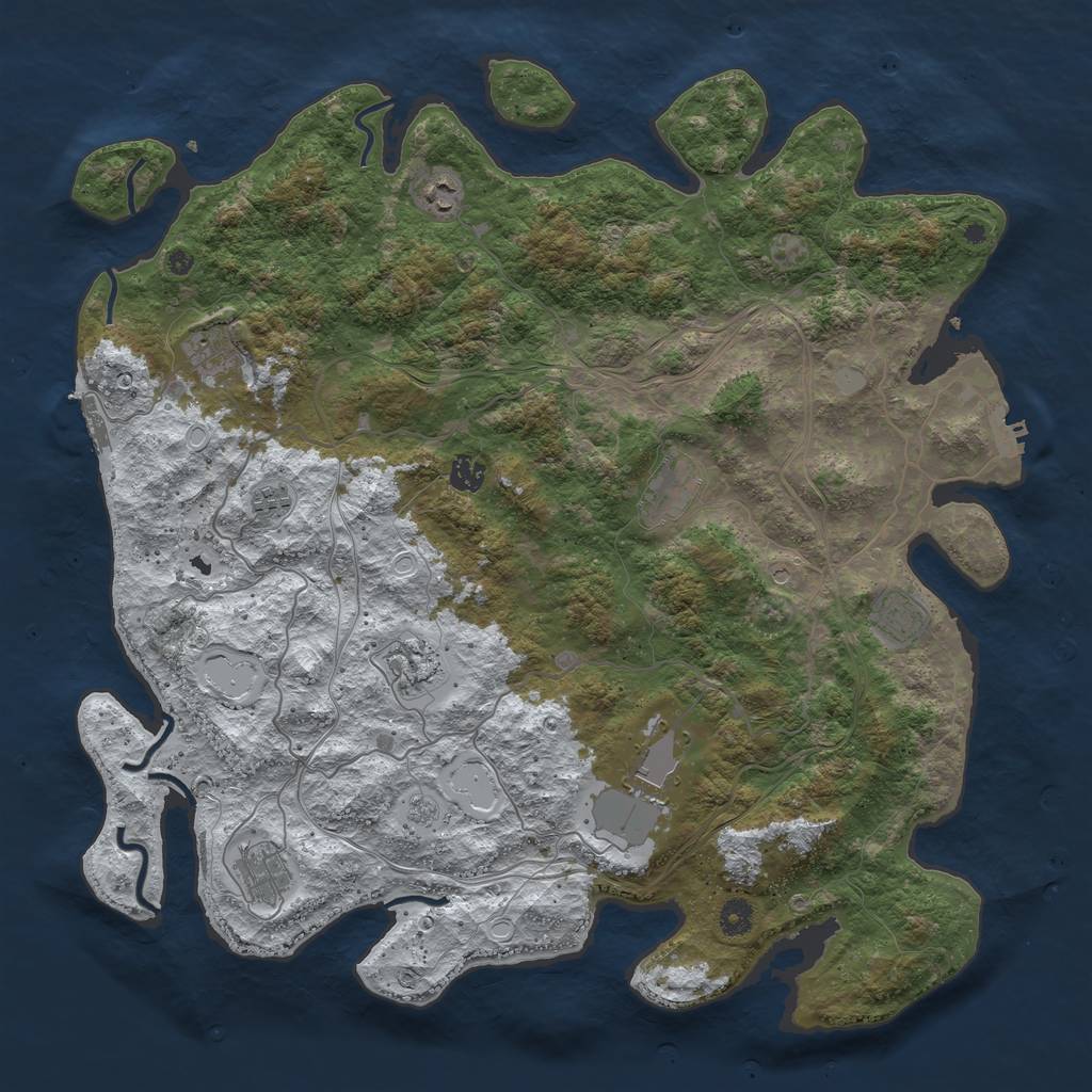 Rust Map: Procedural Map, Size: 4500, Seed: 99999999, 18 Monuments