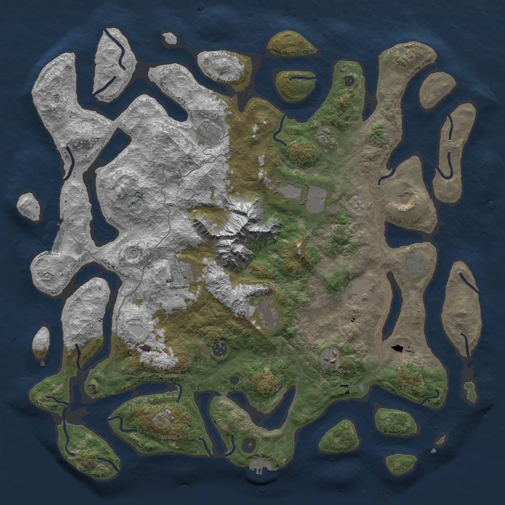 Rust Map: Procedural Map, Size: 5000, Seed: 1048493910, 19 Monuments