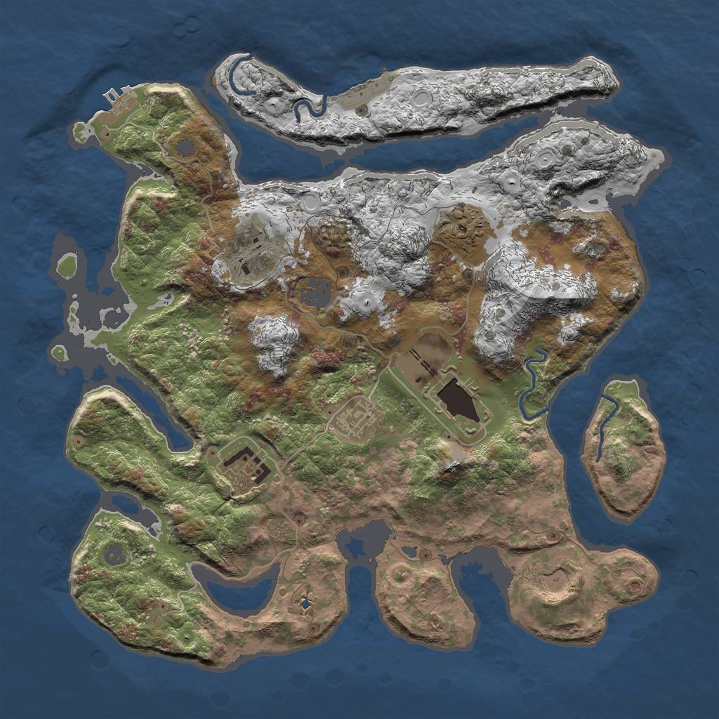 Rust Map: Procedural Map, Size: 3500, Seed: 3092230, 13 Monuments