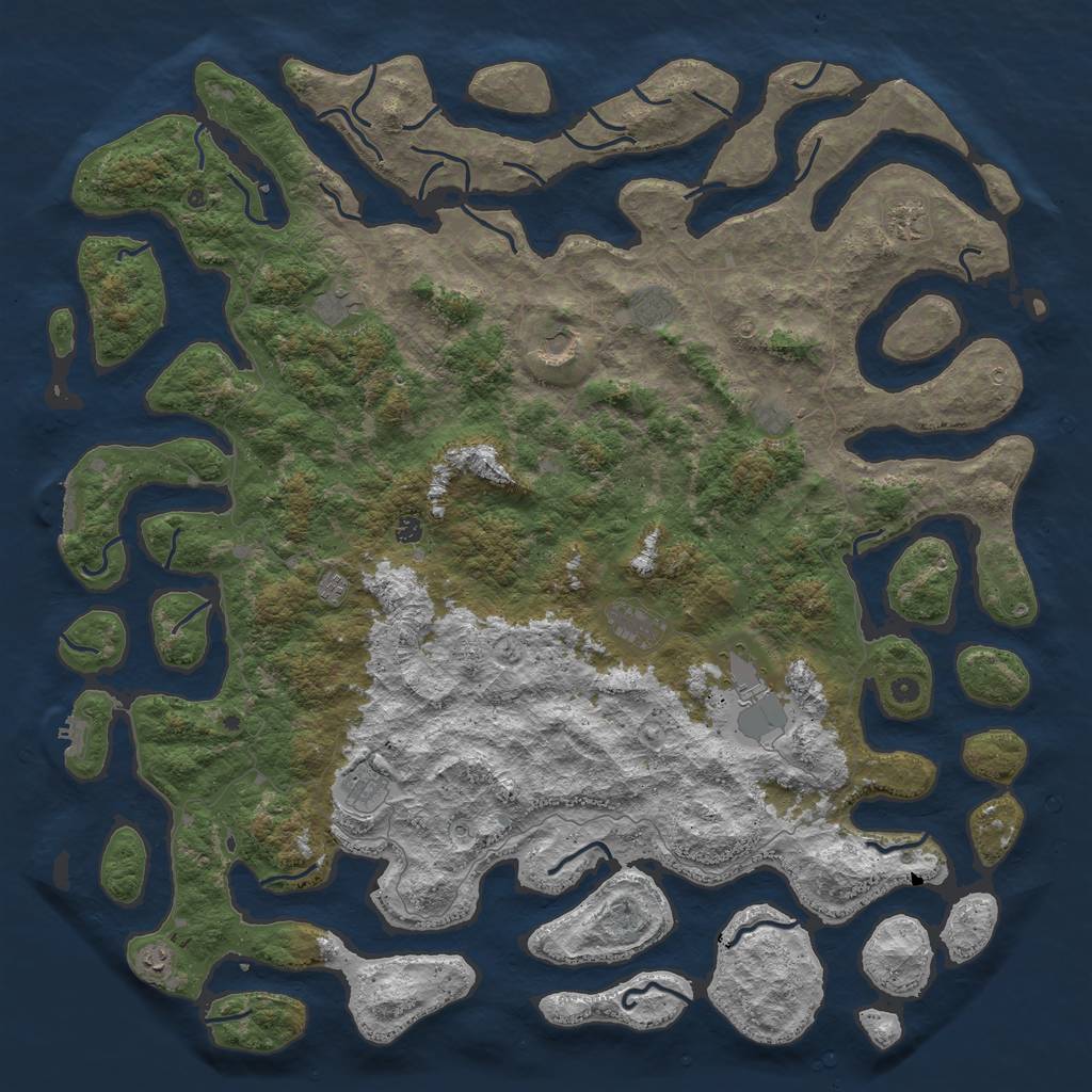 Rust Map: Procedural Map, Size: 6000, Seed: 7384, 16 Monuments