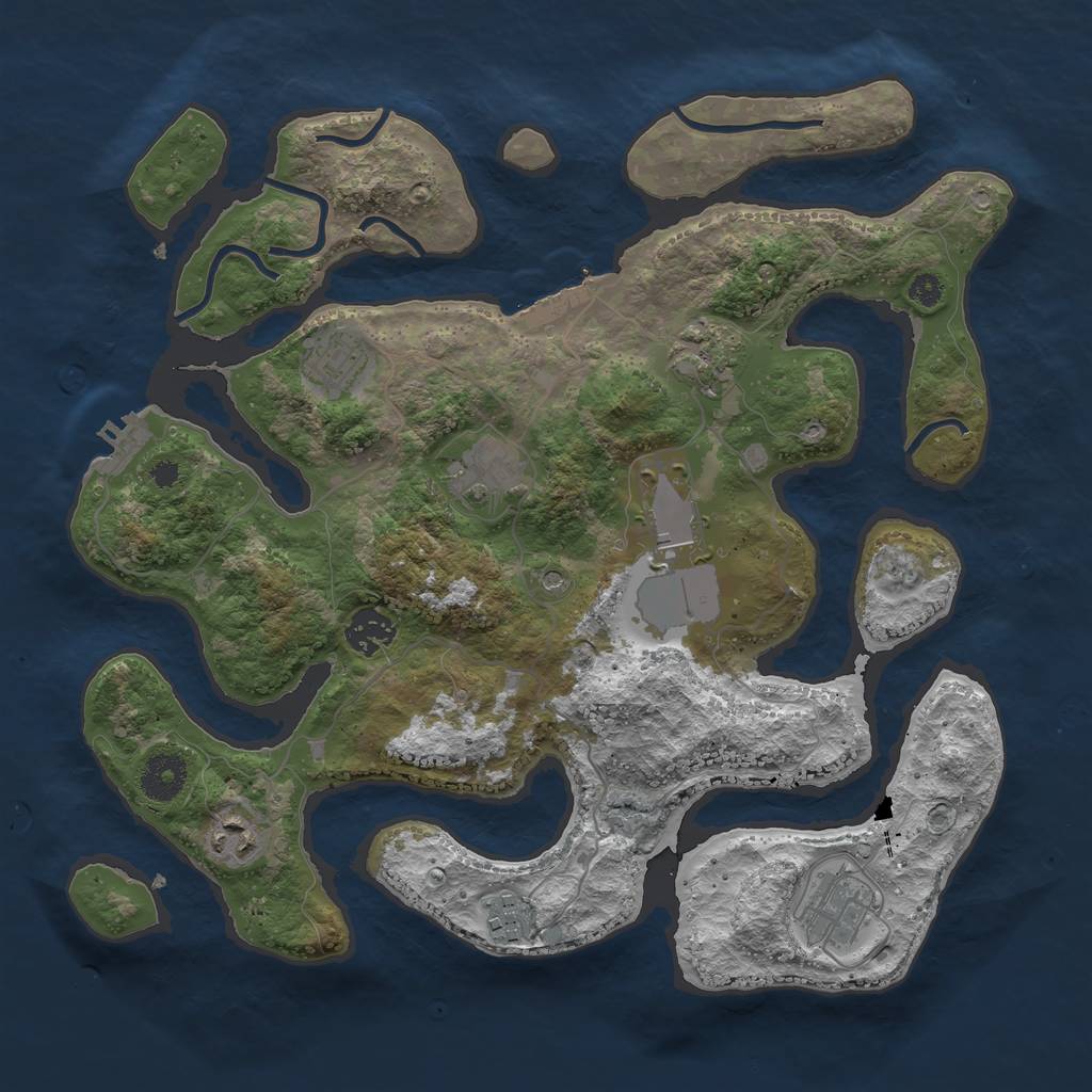 Rust Map: Procedural Map, Size: 3500, Seed: 2001808566, 13 Monuments
