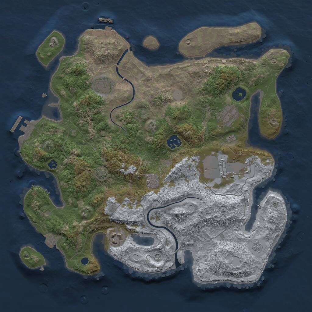 Rust Map: Procedural Map, Size: 3500, Seed: 2001808566, 12 Monuments