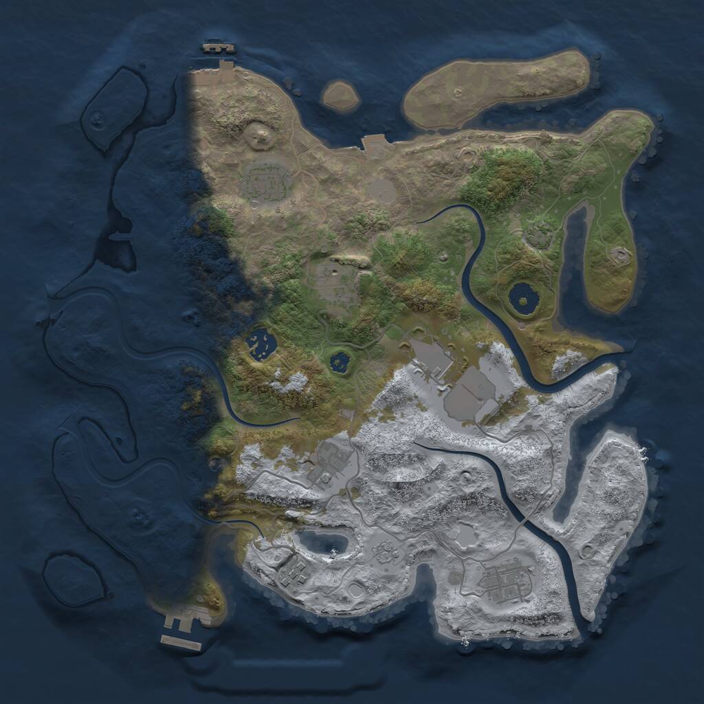 Rust Map: Procedural Map, Size: 3500, Seed: 2001808566, 13 Monuments