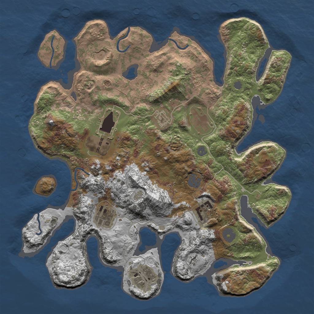 Rust Map: Procedural Map, Size: 3500, Seed: 2083357679, 12 Monuments