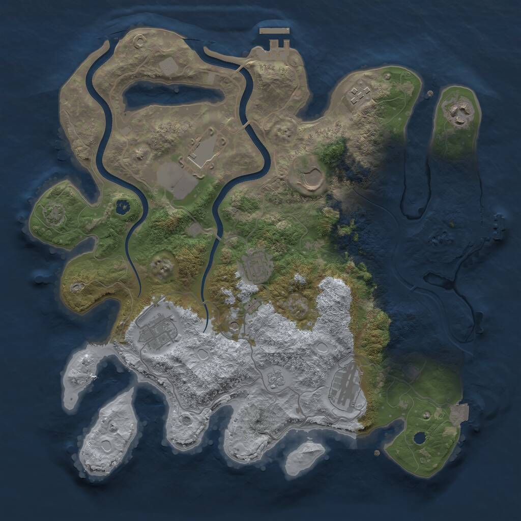 Rust Map: Procedural Map, Size: 3500, Seed: 2083357679, 13 Monuments