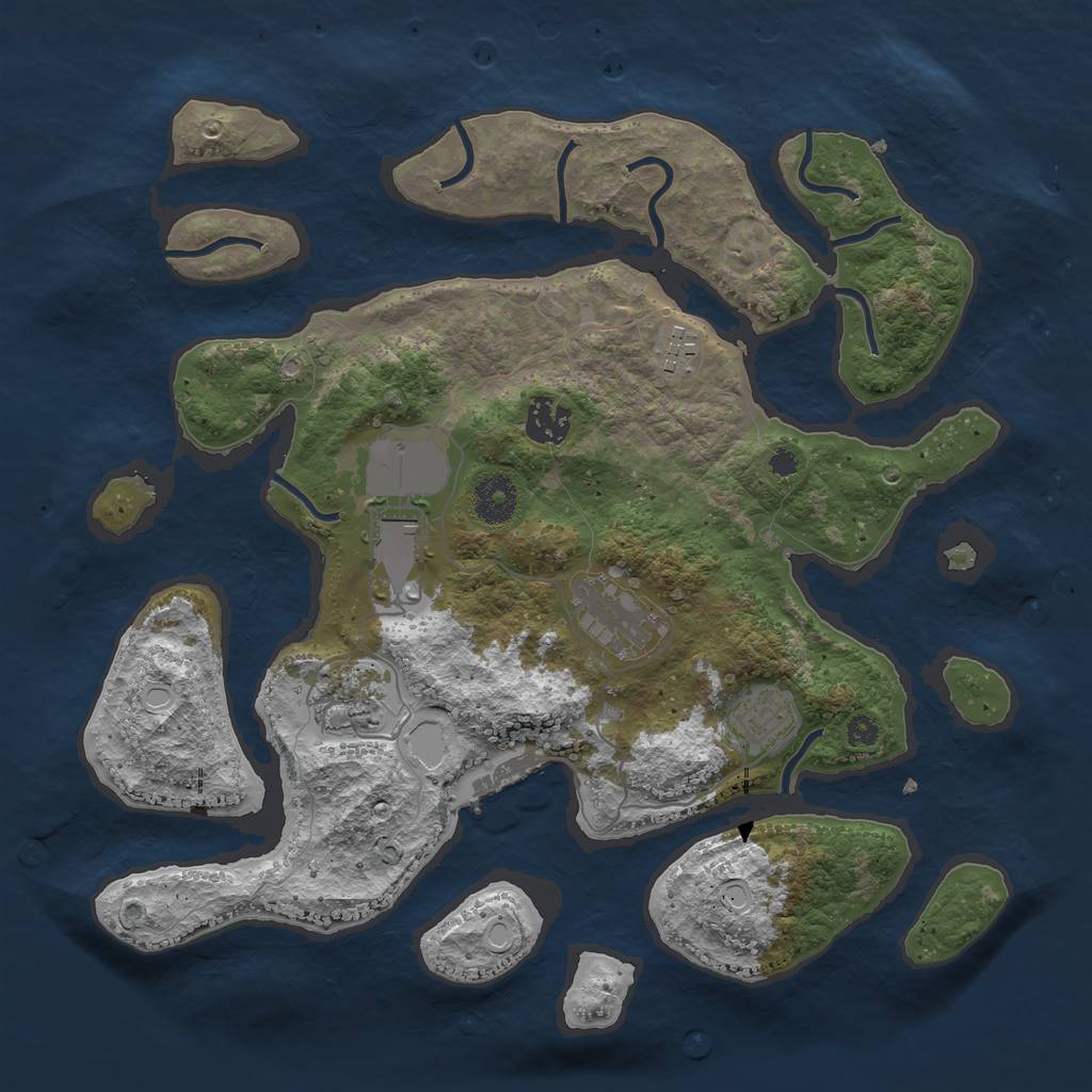 Rust Map: Procedural Map, Size: 3500, Seed: 2376555, 15 Monuments
