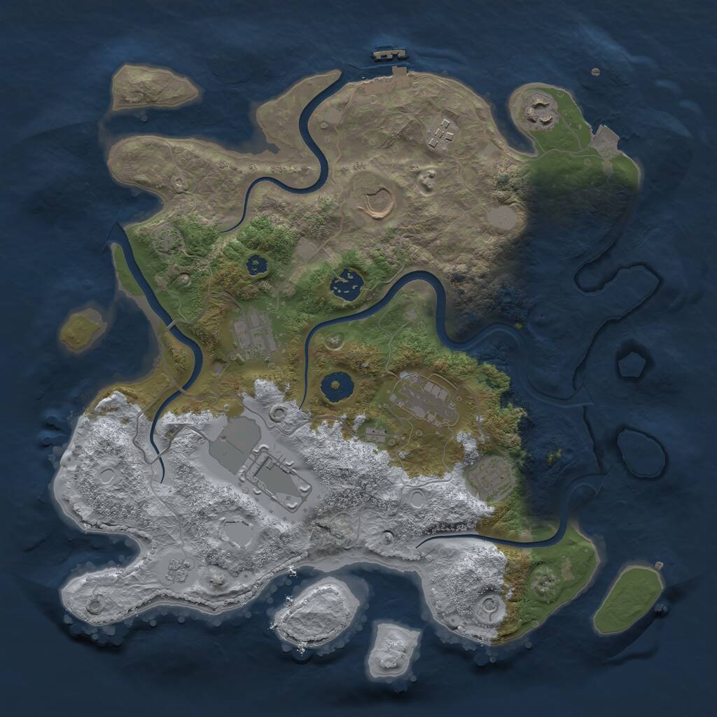 Rust Map: Procedural Map, Size: 3500, Seed: 2376555, 13 Monuments