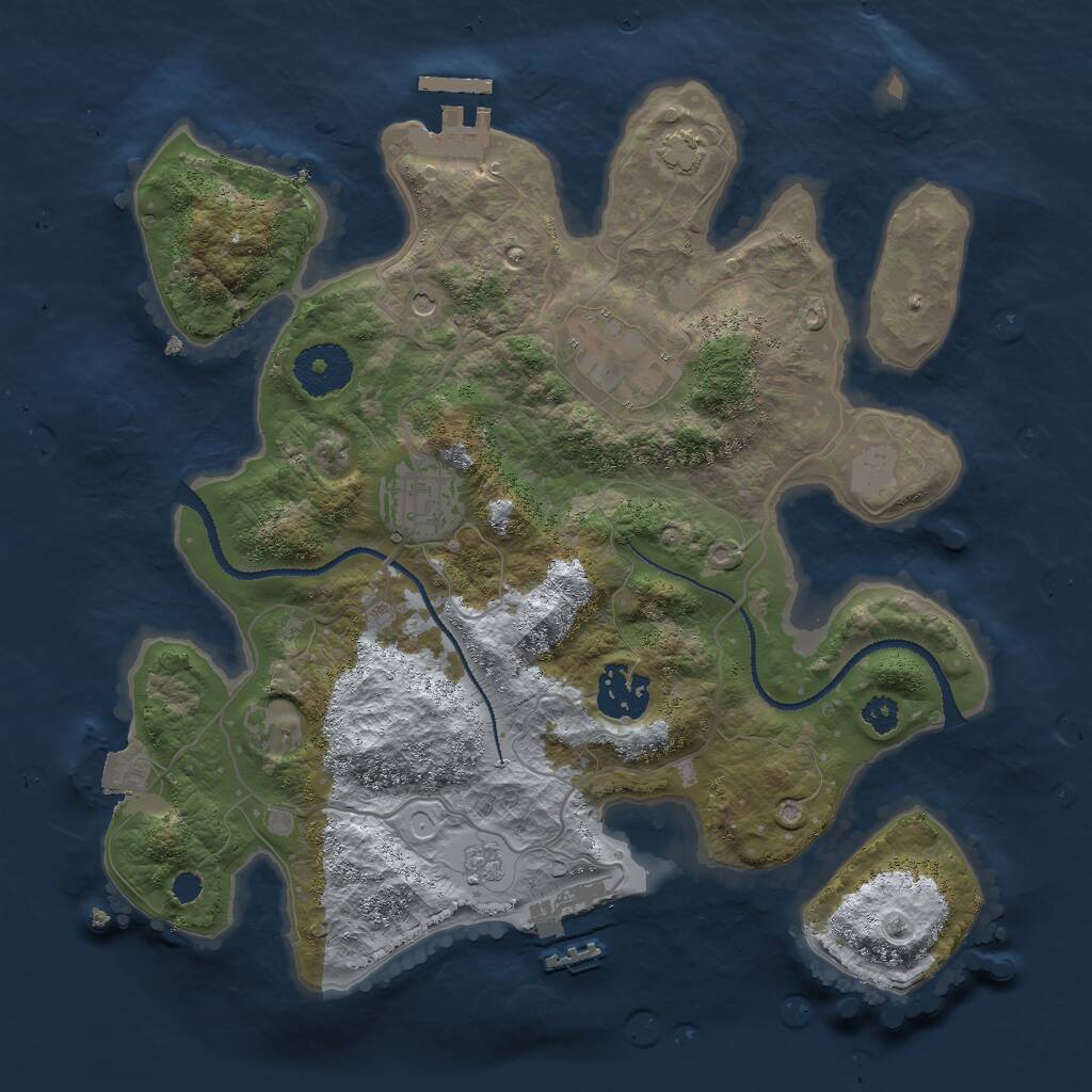 Rust Map: Procedural Map, Size: 3000, Seed: 1025309594, 9 Monuments