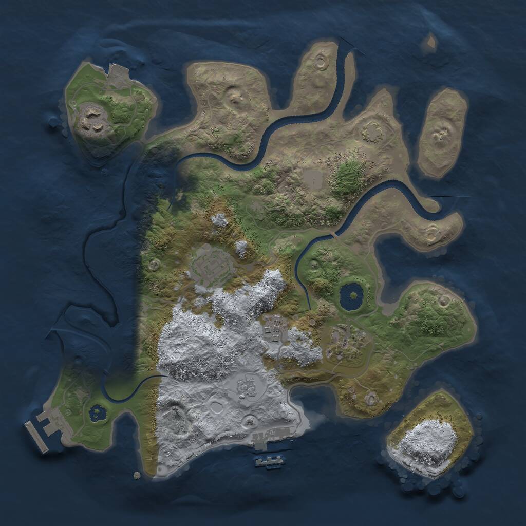 Rust Map: Procedural Map, Size: 3000, Seed: 1025309594, 9 Monuments