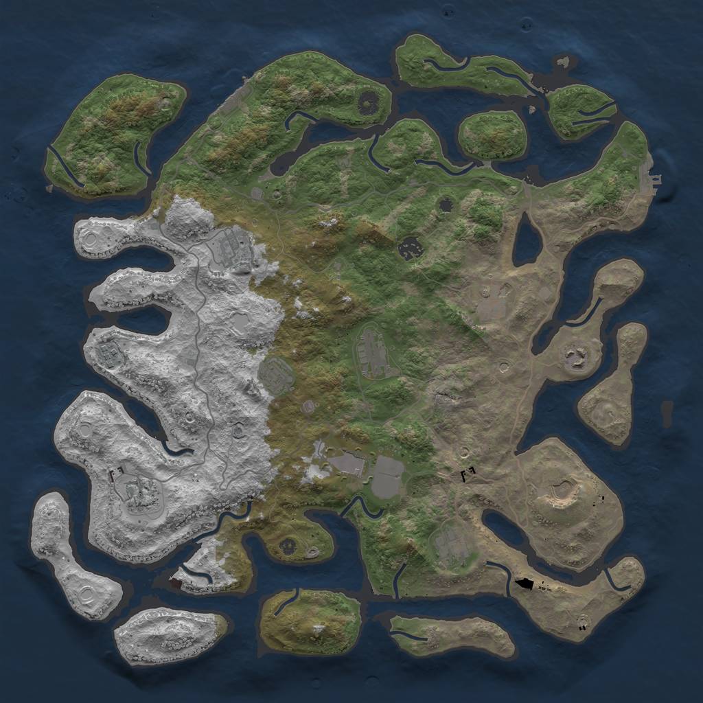 Rust Map: Procedural Map, Size: 4500, Seed: 647366578, 19 Monuments