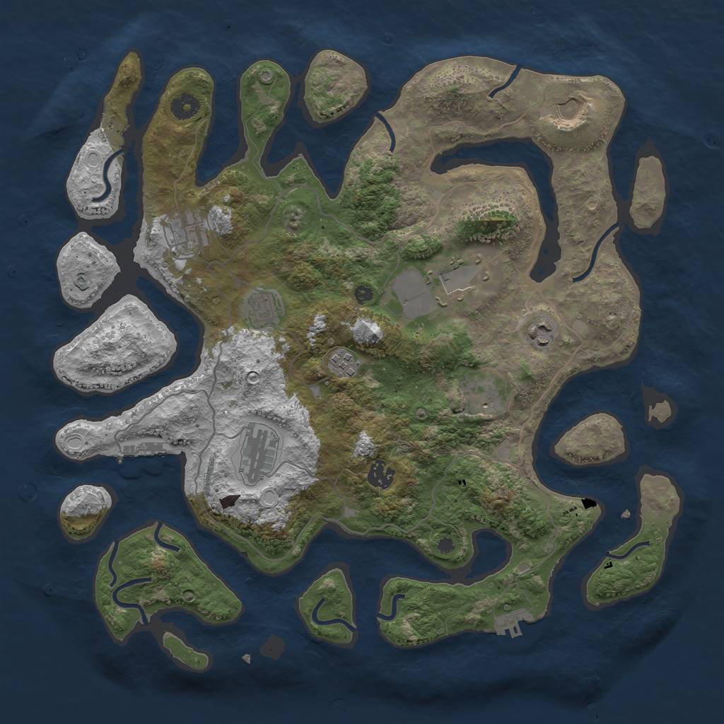 Rust Map: Procedural Map, Size: 4000, Seed: 8012, 19 Monuments