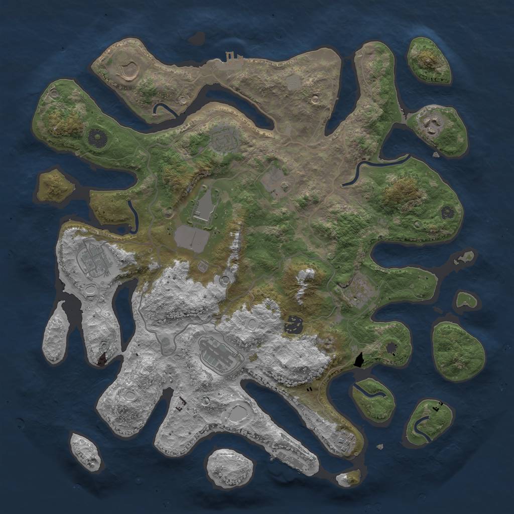 Rust Map: Procedural Map, Size: 4000, Seed: 6501, 18 Monuments