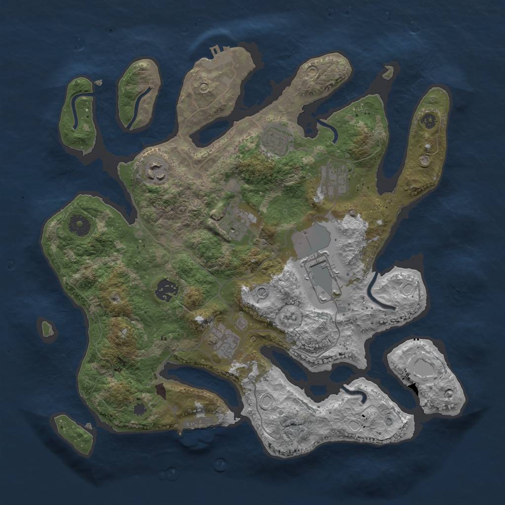 Rust Map: Procedural Map, Size: 3500, Seed: 596, 15 Monuments