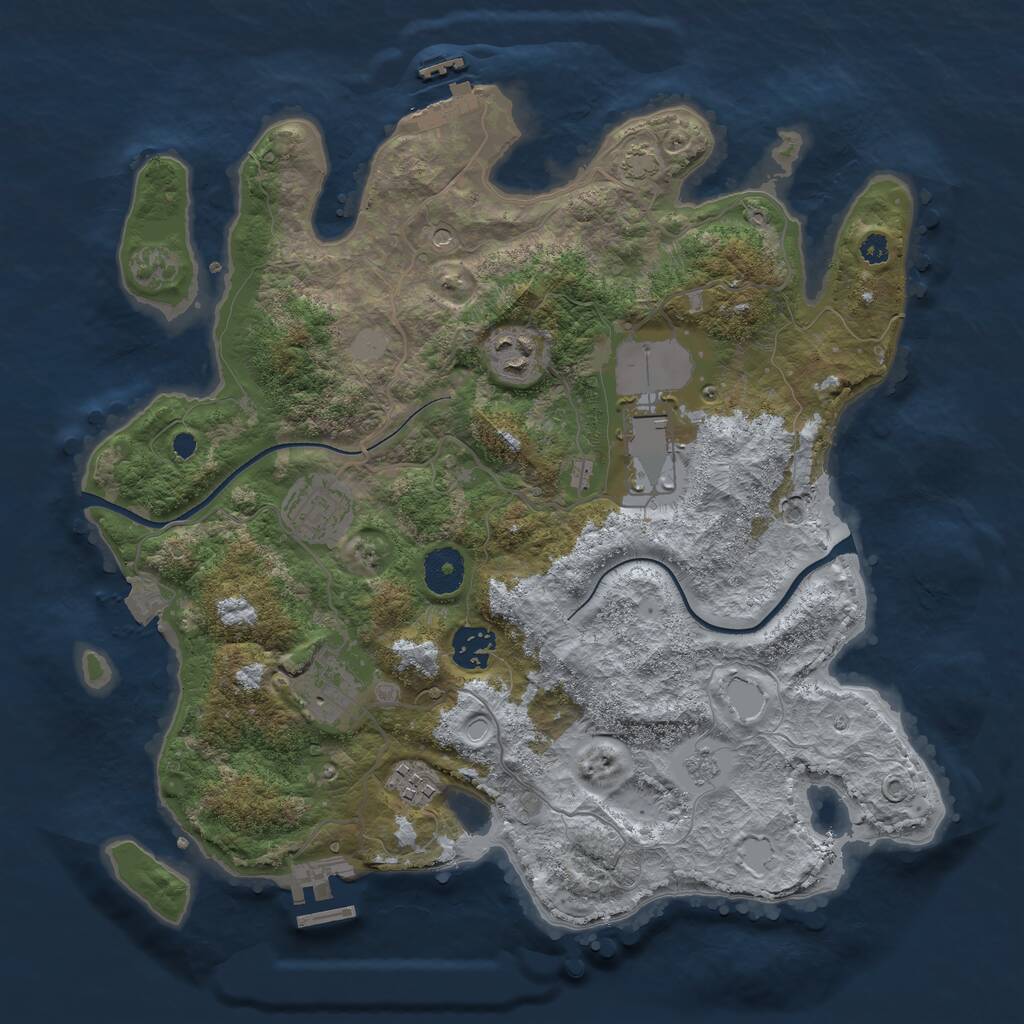 Rust Map: Procedural Map, Size: 3500, Seed: 596, 12 Monuments