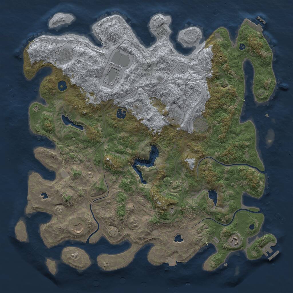 Rust Map: Procedural Map, Size: 4500, Seed: 30174, 14 Monuments