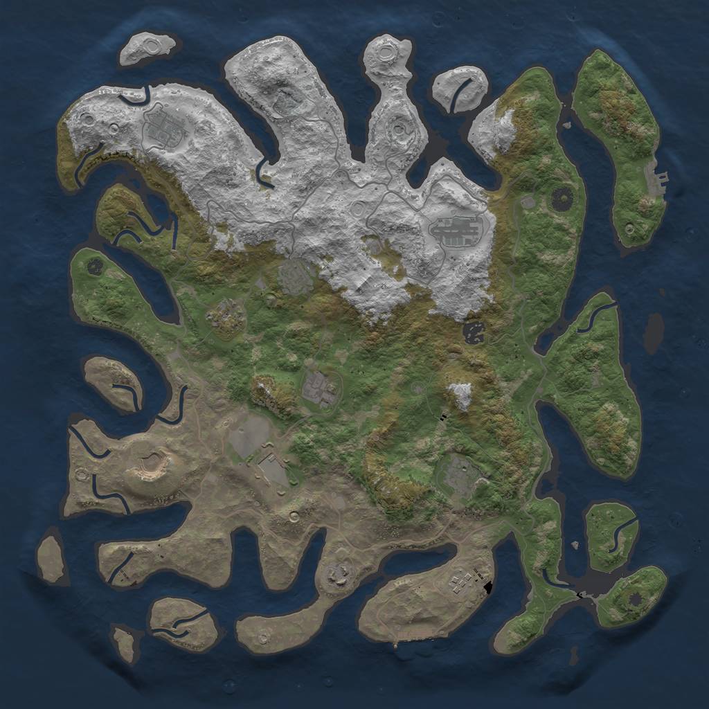 Rust Map: Procedural Map, Size: 4500, Seed: 30174, 19 Monuments