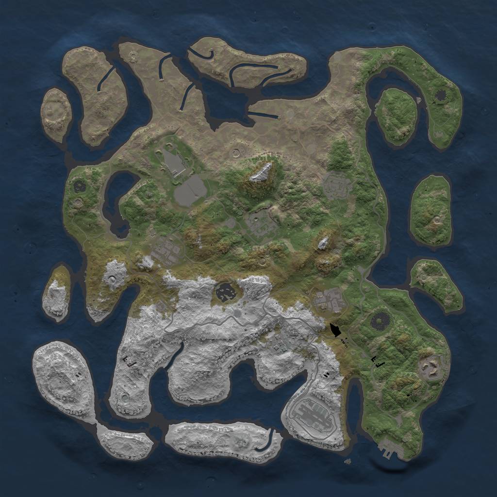Rust Map: Procedural Map, Size: 4000, Seed: 76736650, 13 Monuments