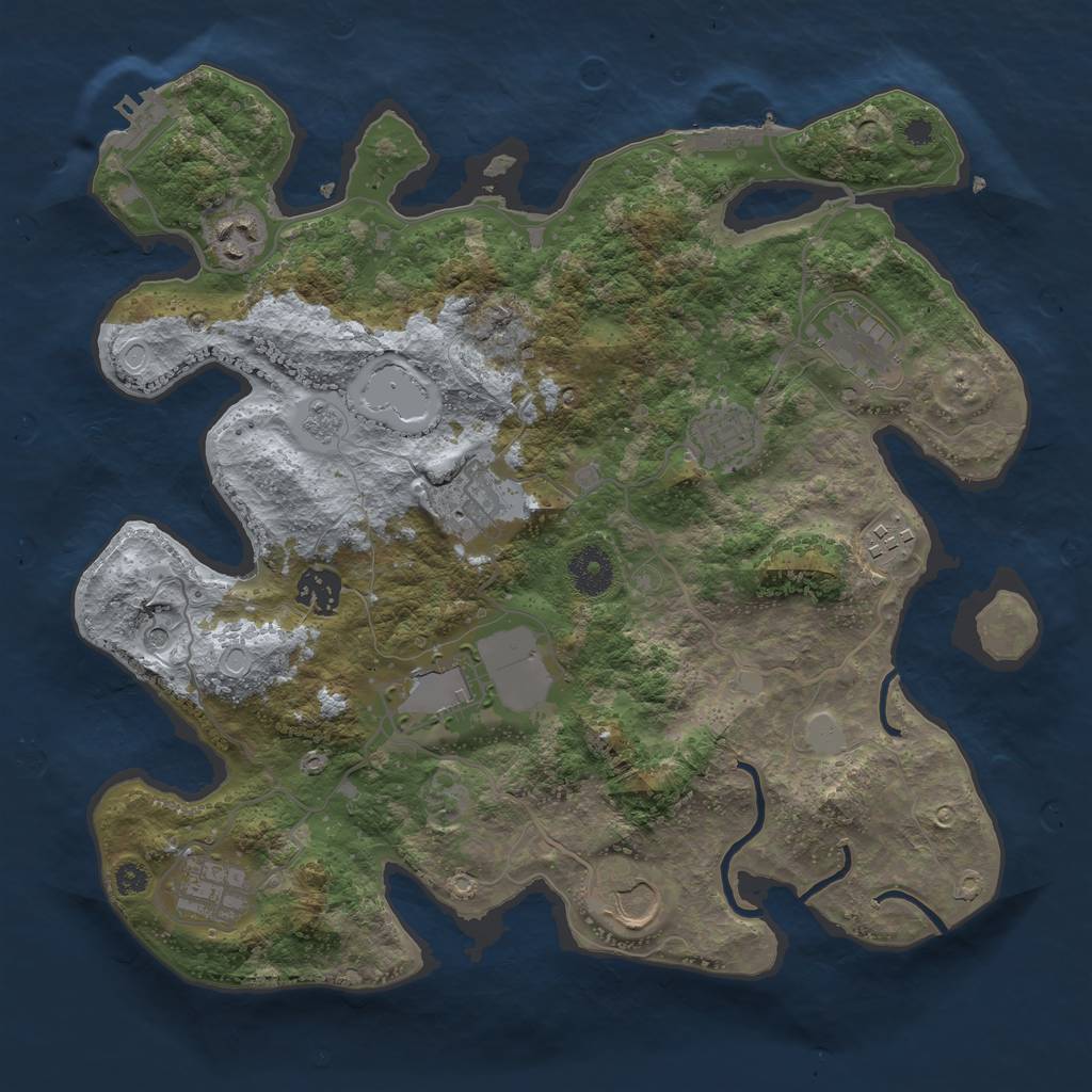 Rust Map: Procedural Map, Size: 3500, Seed: 77421555, 16 Monuments