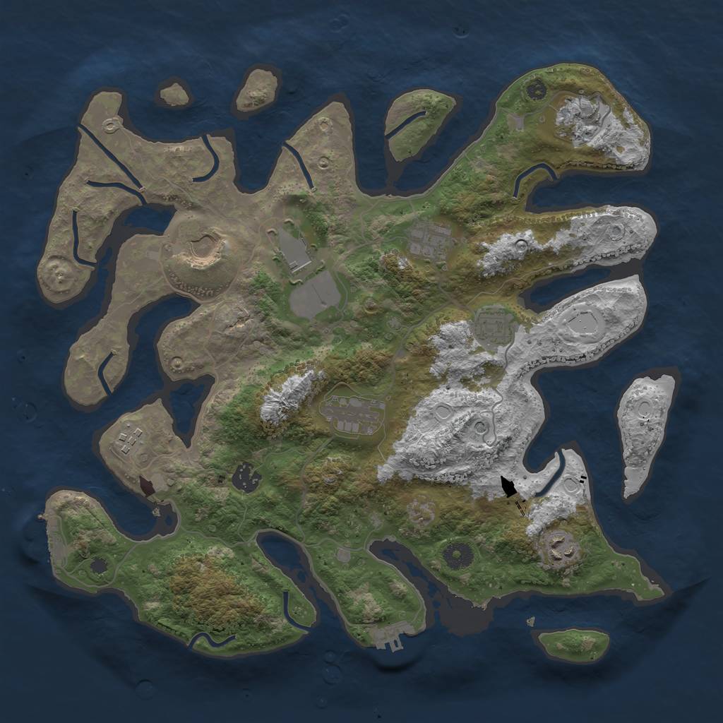 Rust Map: Procedural Map, Size: 3800, Seed: 50500, 17 Monuments
