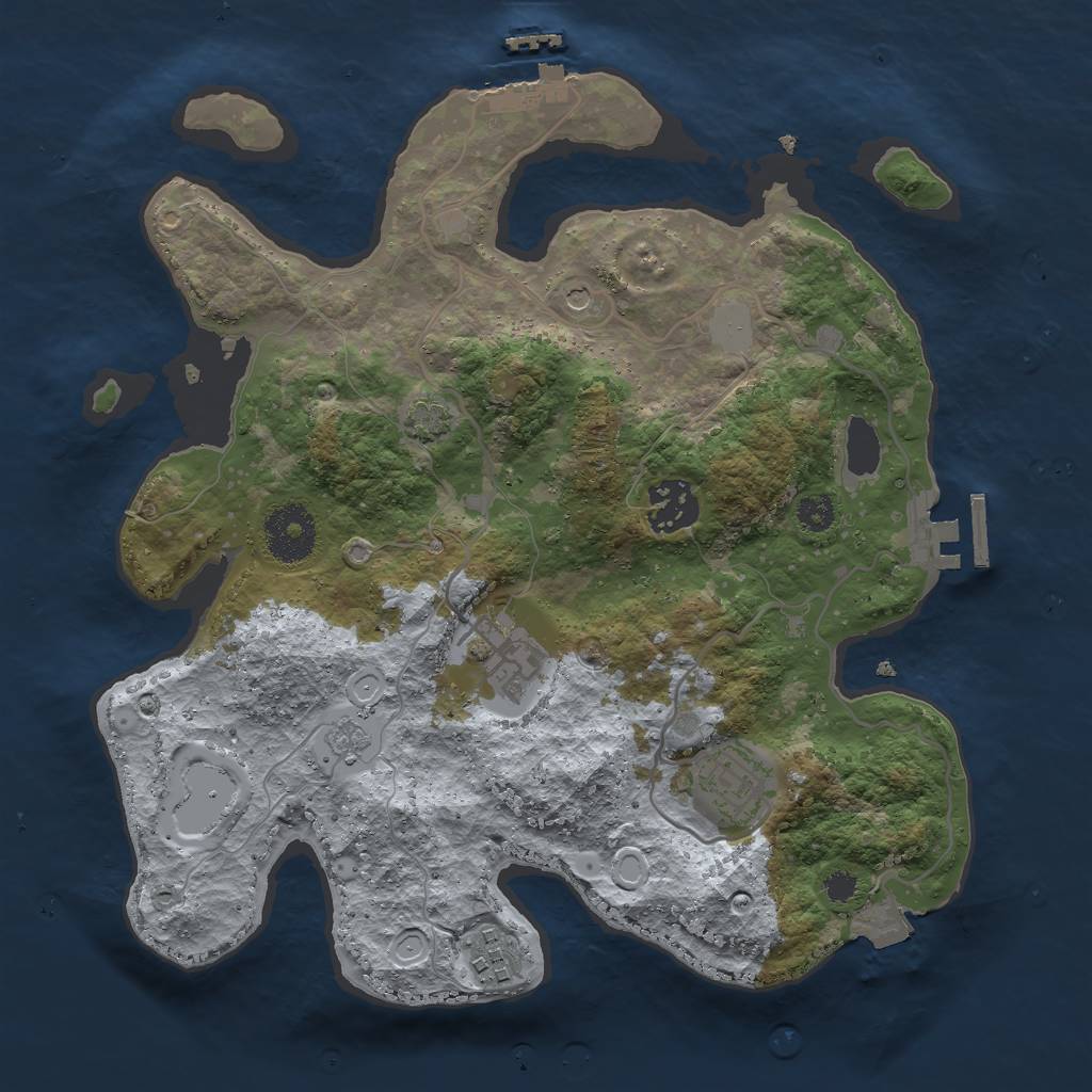 Rust Map: Procedural Map, Size: 3000, Seed: 130419985, 12 Monuments