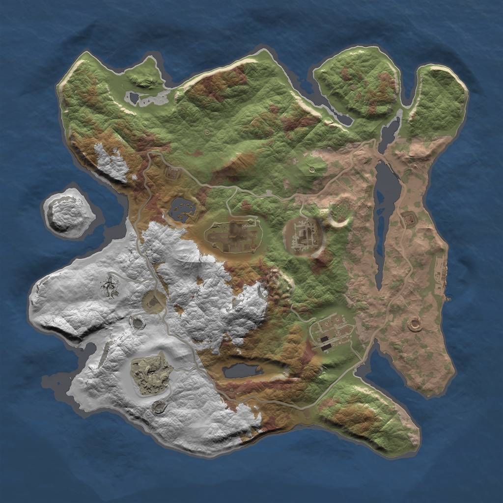 Rust Map: Barren, Size: 3000, Seed: 1004, 10 Monuments