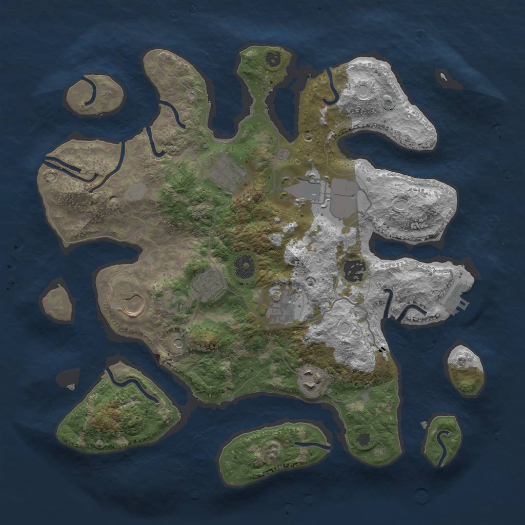 Rust Map: Procedural Map, Size: 3500, Seed: 48534269, 14 Monuments