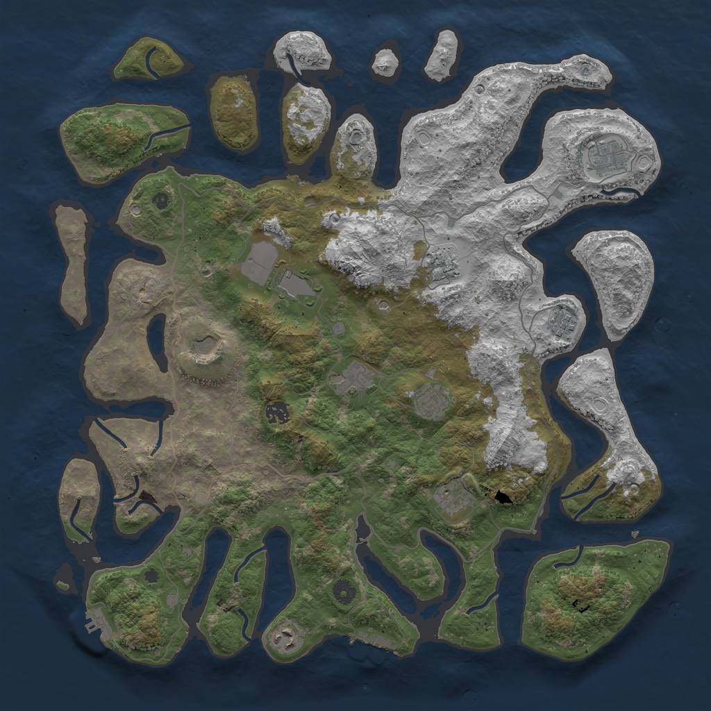 Rust Map: Procedural Map, Size: 4500, Seed: 5653345, 21 Monuments