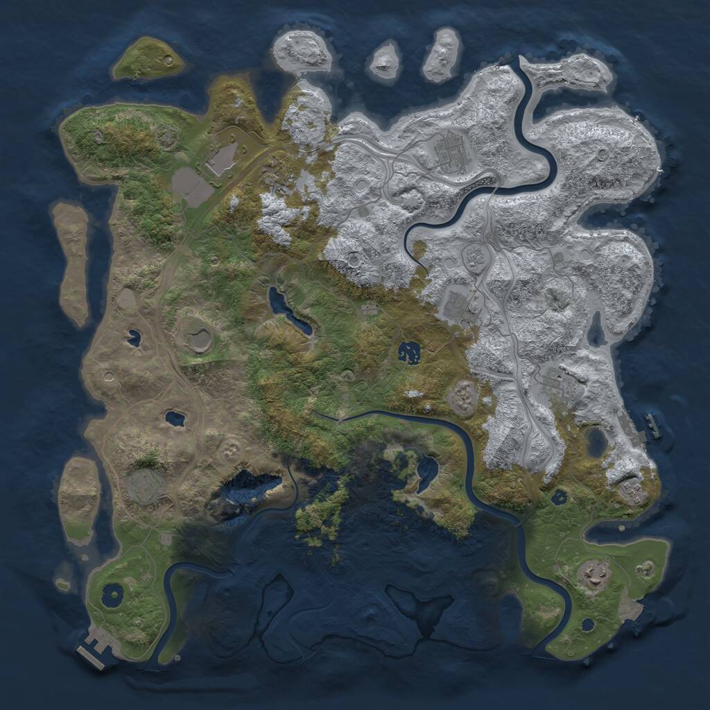 Rust Map: Procedural Map, Size: 4500, Seed: 5653345, 16 Monuments
