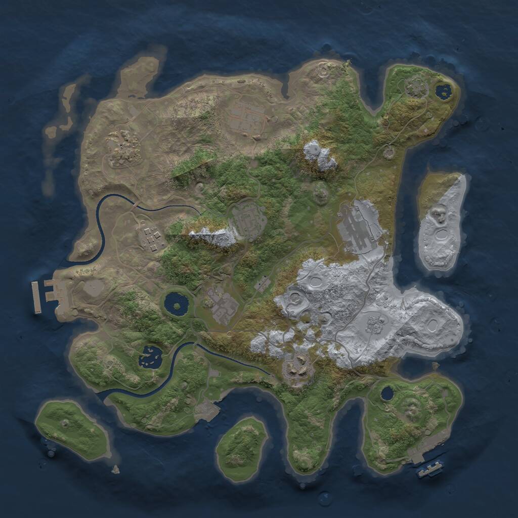 Rust Map: Procedural Map, Size: 3250, Seed: 14421, 14 Monuments